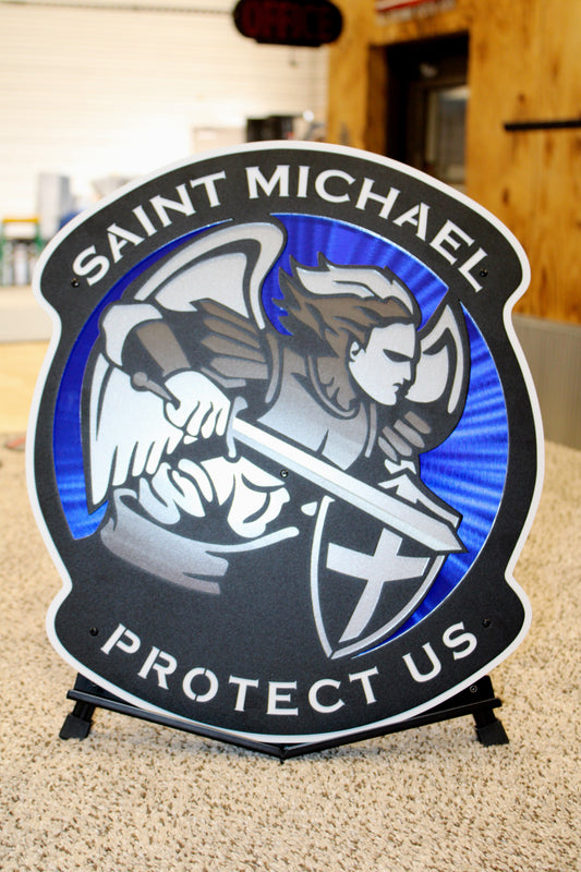 18" Compressed Saint Michael Protect Us Logo