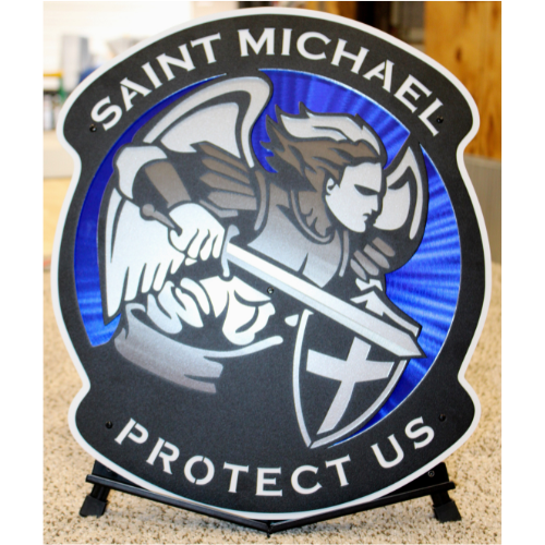 18" Compressed Saint Michael Protect Us Logo