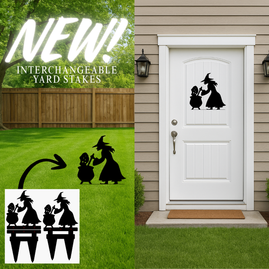 Halloween Witch Yardstake Sign - Collapsible