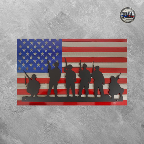 American Flag with Soldiers