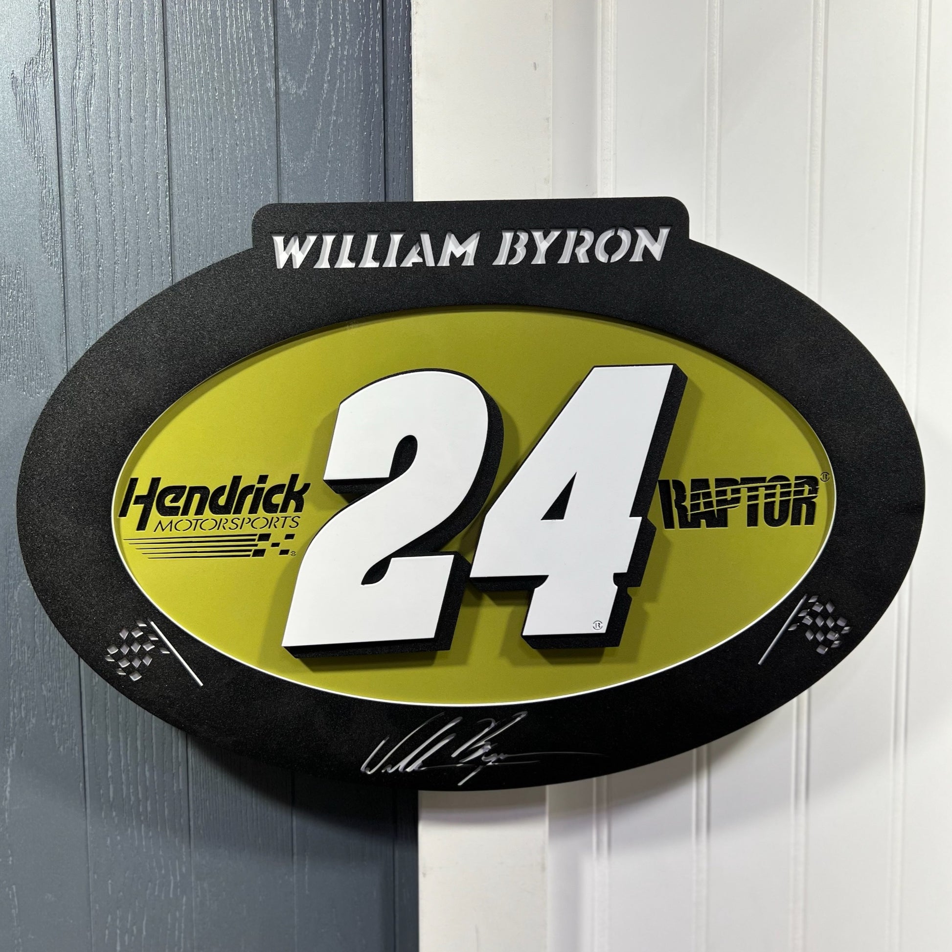 Sign Only William Byron #24 Oval 3D Sheet Metal 