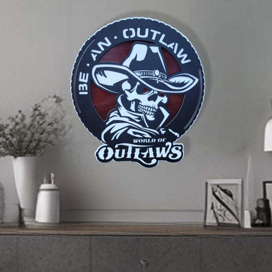 Metal Art Display World Of Outlaws Be An Outlaw Logo