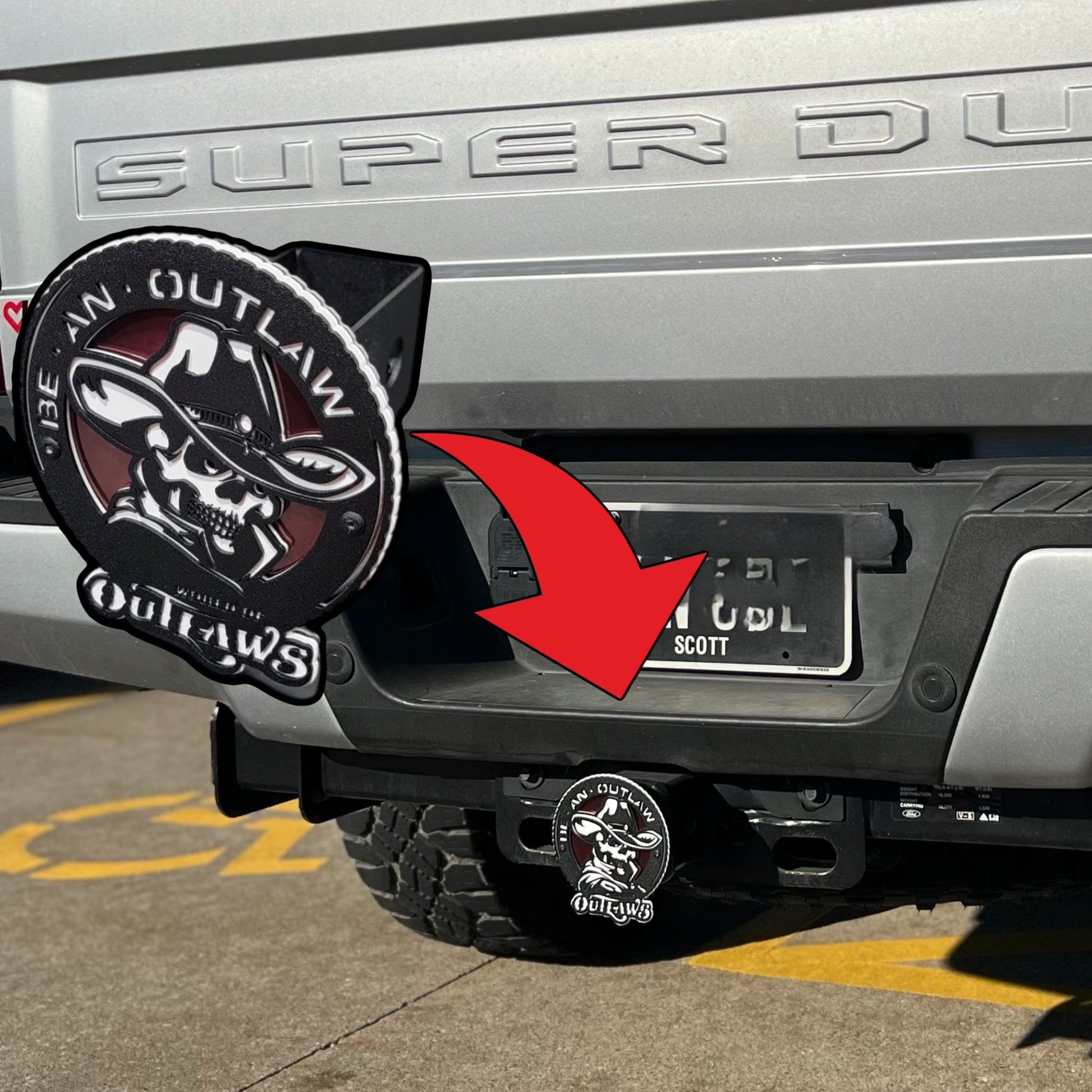 World Of Outlaws Be An Outlaw Logo Trailer Hitch Cover On Truck