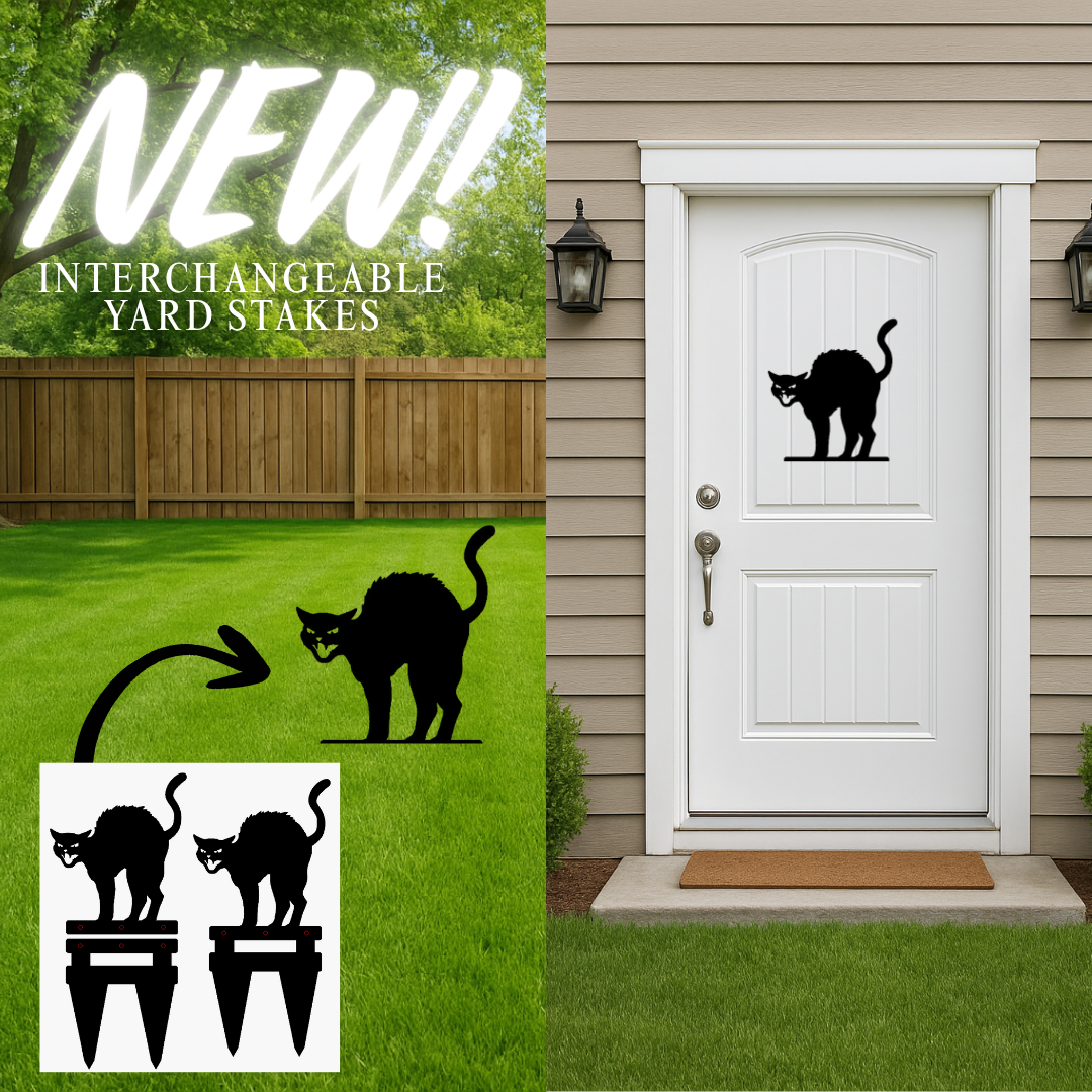 Halloween Cat Yardstake Sign - Collapsible