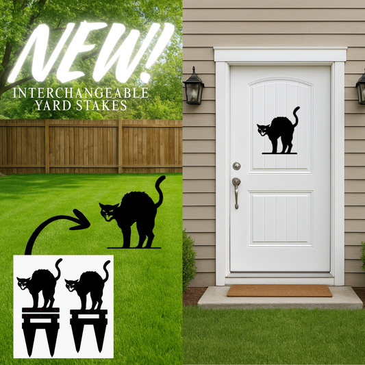 Halloween Cat Yardstake Sign - Collapsible