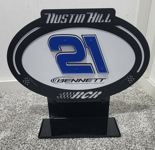 Austin Hill #21 Sheet Metal Oval Diecast Display