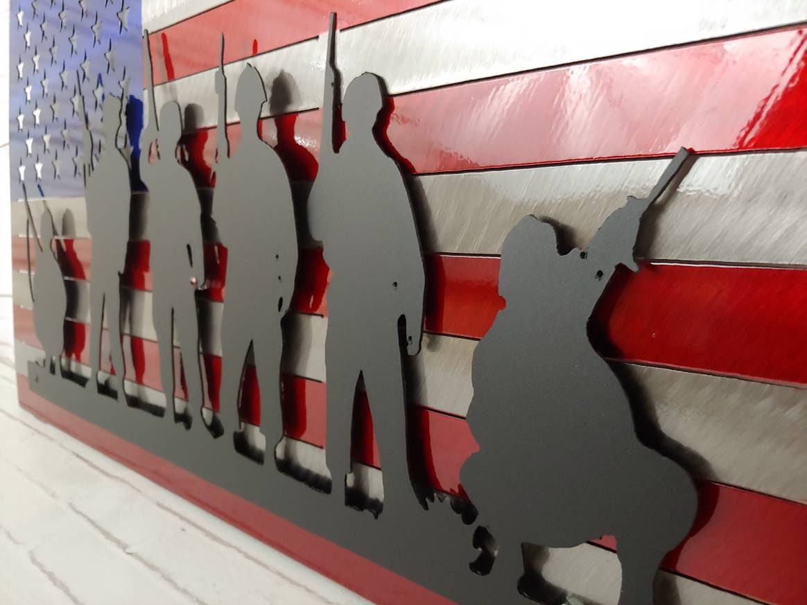 American Flag with Soldiers