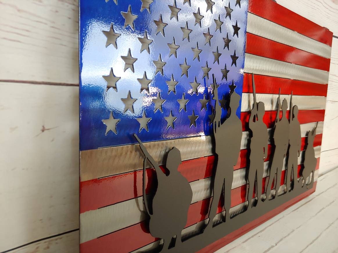 American Flag with Soldiers